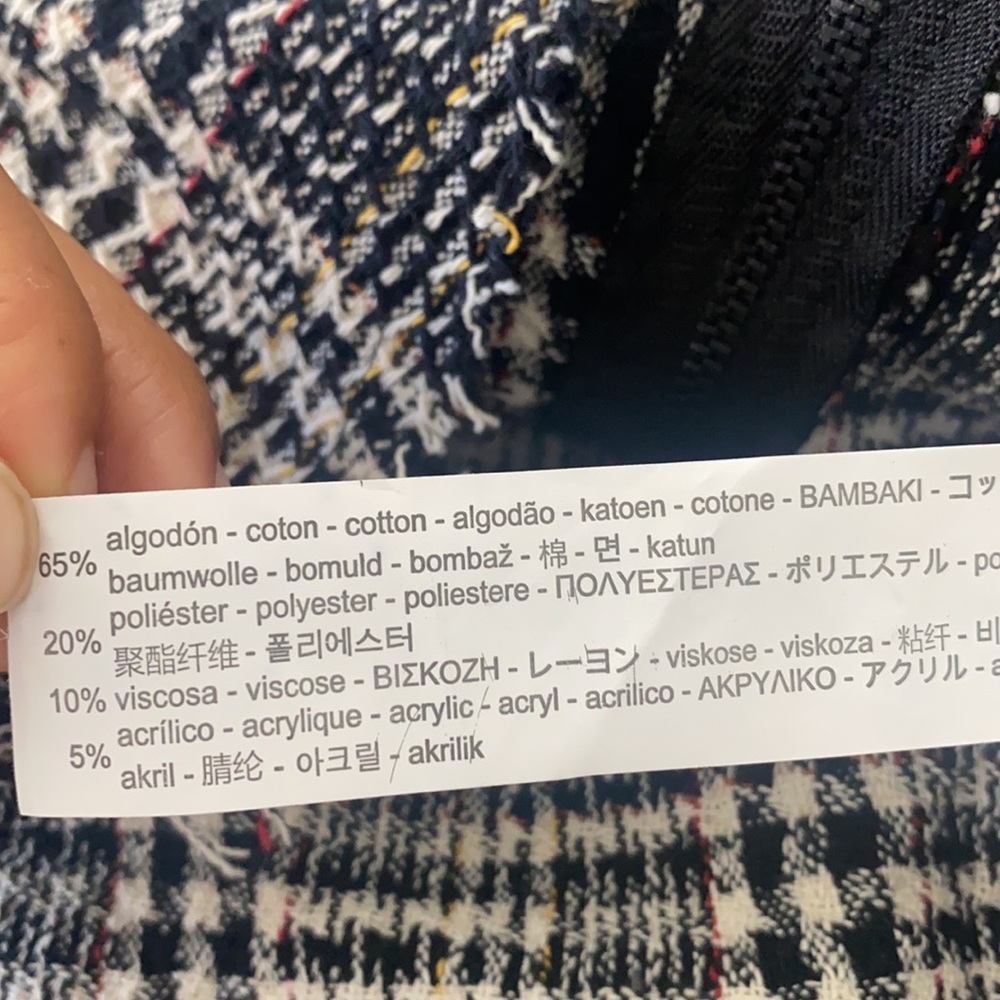 Zara Trafaluc Collection Mini Skirt Tweed Frayed assymetric Ruffle hem Small - Picture 8 of 9